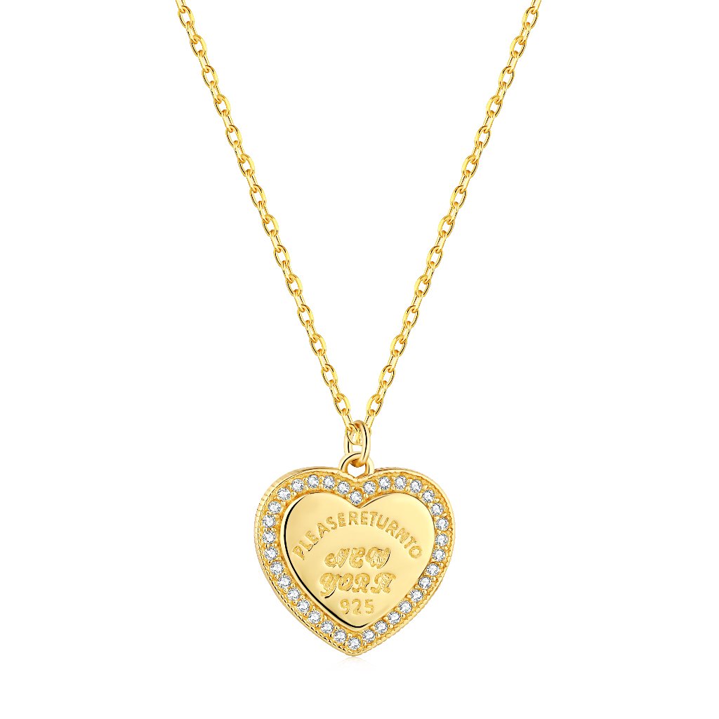 Vermeil Heart Necklace With 14k Gold Plating